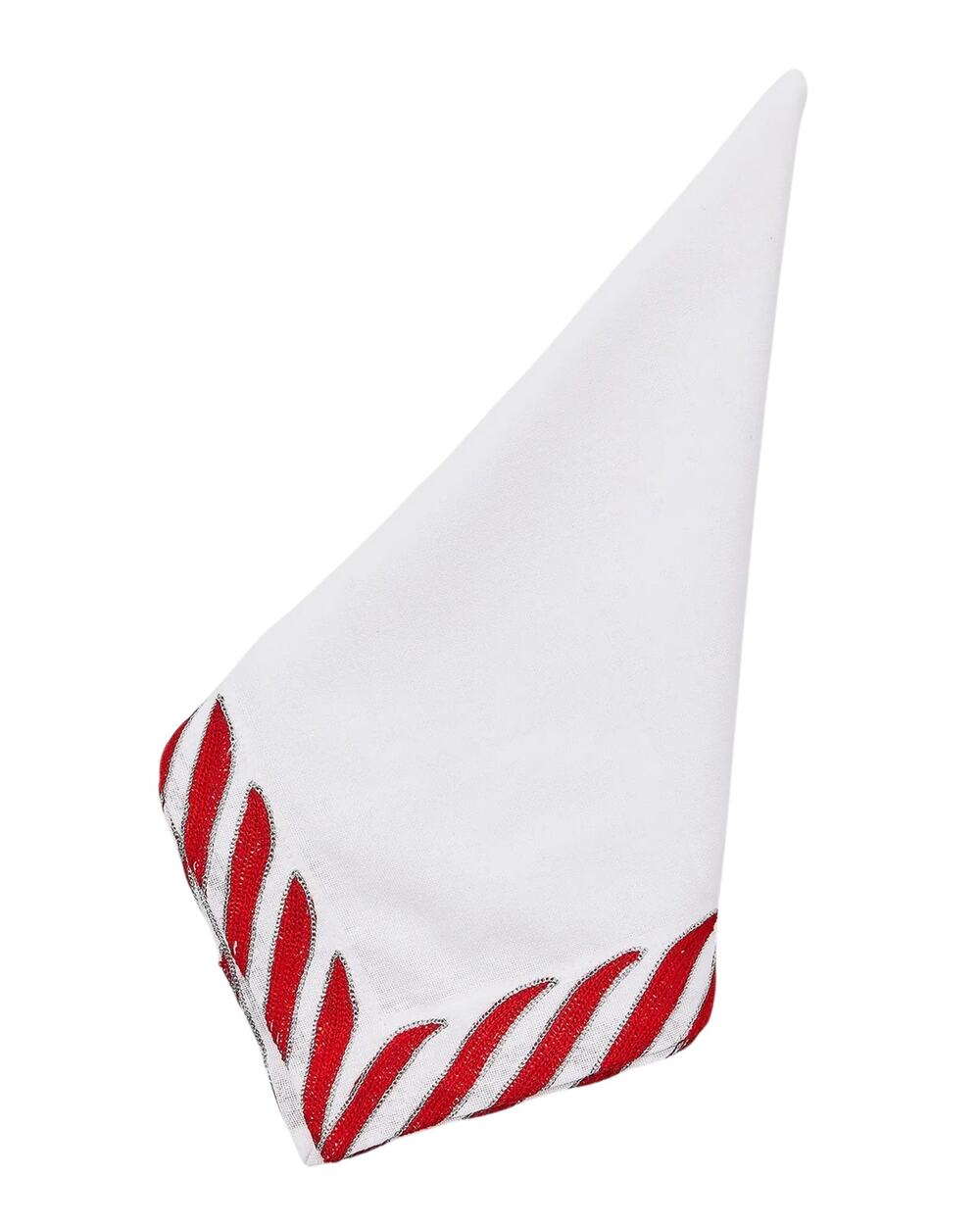 NEW Mackenzie-Childs Peppermint White Napkins 20x20 Embroidered Cotton Set of 4